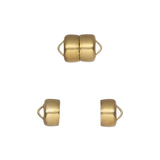 Clasp, Mag-Lok®, magnetic, brass, 8.6x7.7mm barrel. Sold per pkg of 12.