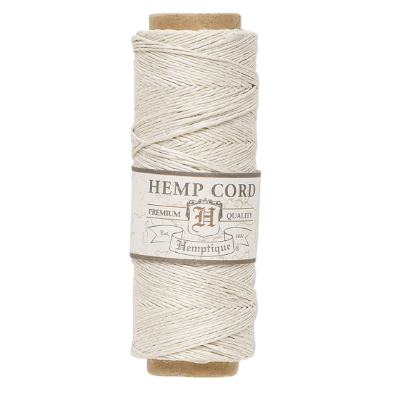 Cord, Hemptique®, polished hemp, natural, 0.5mm diameter, 10-pound test. Sold per 205-foot spool.