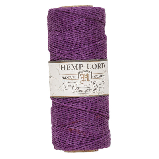 Cord, Hemptique®, polished hemp, dark purple, 1mm diameter, 20-pound test. Sold per 205-foot spool.