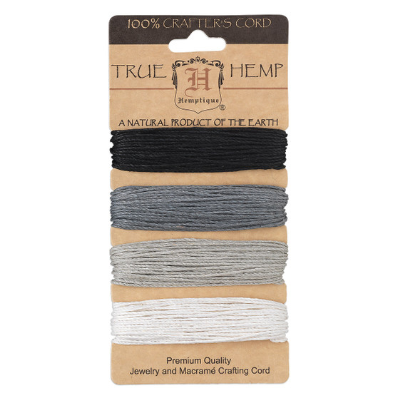 Cord, Hemptique®, hemp, onyx shades, 1mm diameter, 20-pound test. Sold per pkg of (4) 30-foot sections.