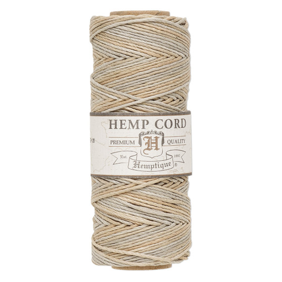 Cord, Hemptique®, polished hemp, variegated sandalwood, 1mm diameter, 20-pound test. Sold per 205-foot spool.