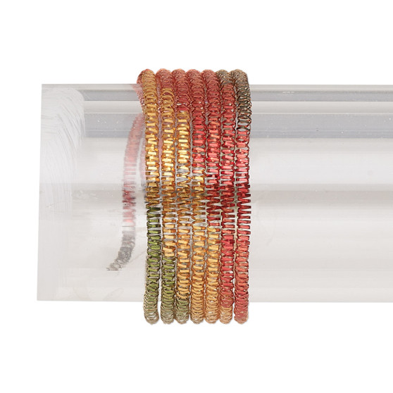 French wire, anodized copper, red / green / gold, 1.5mm tube. Sold per 20-gram pkg.