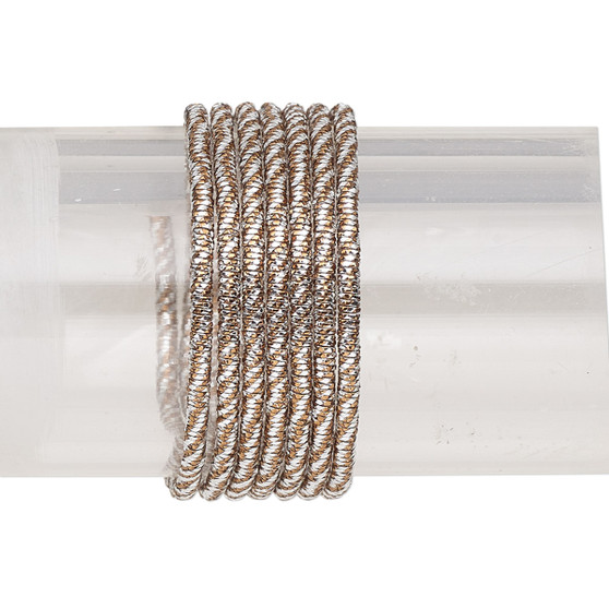 French wire, anodized copper, brown and silver, 1.5mm tube. Sold per 20-gram pkg.