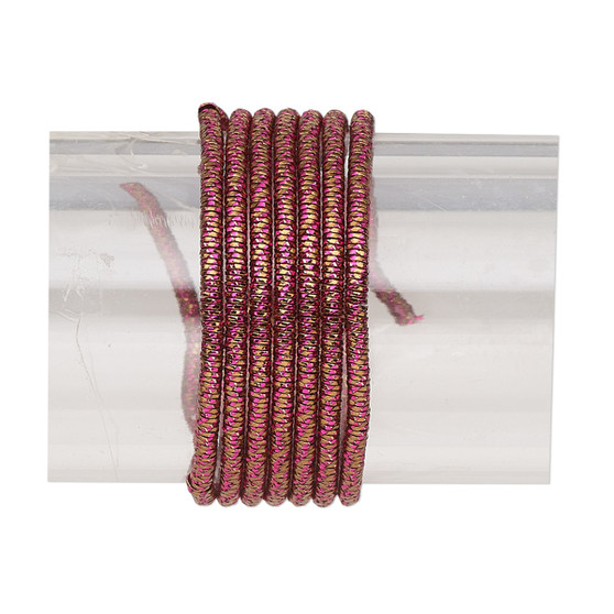 French wire, anodized copper, fuchsia and copper, 1.5mm tube. Sold per 20-gram pkg.