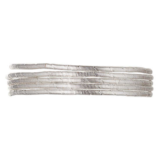 French wire, silver-plated copper, 1mm fancy tube. Sold per approximately 13-1/2 to 15 inch strand.