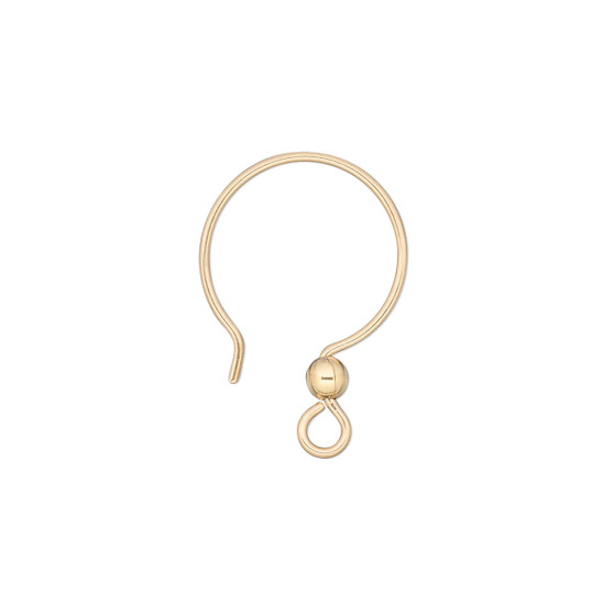 Ear wire, 14Kt gold-filled, 22mm French hook with 3mm ball and open loop, 20 gauge. Sold per pair.