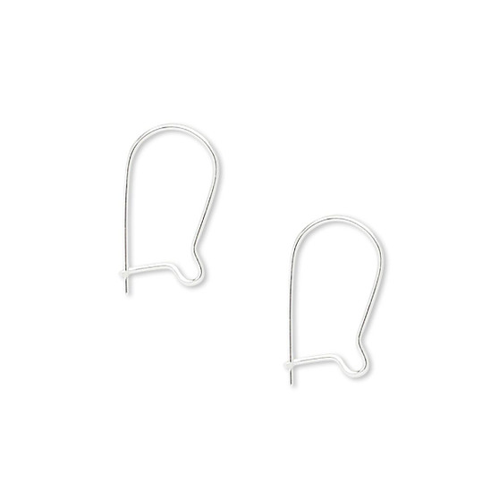 Ear wire, sterling silver, 14mm straight kidney with open loop, 24 gauge. Sold per pkg of 5 pairs.