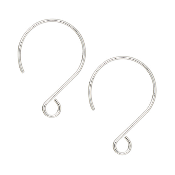 Ear wire, sterling silver, 24mm French hook with open loop, 20 gauge. Sold per pair.