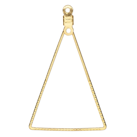 Beading hoop, gold-plated steel, 39.5x39.5x25mm single-sided open triangle with notched design and closed loop. Sold per pkg of 10.