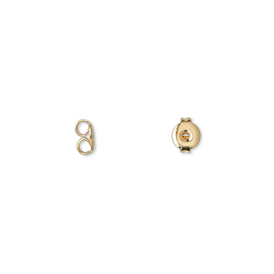 Earnut, gold-plated brass, 4.5mm round. Sold per pkg of 50 pairs.
