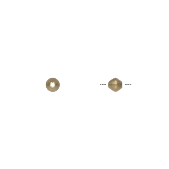 Bead, antique brass-plated brass, 4mm bicone. Sold per pkg of 100.