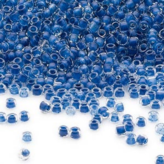 Seed bead, Dyna-Mites™, glass, transparent inside color, cobalt, #11 round. Sold per 40-gram pkg.