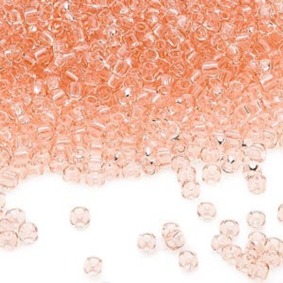 Seed bead, Dyna-Mites™, glass, transparent light peach, #11 round. Sold per 40-gram pkg.