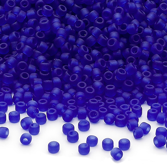 Seed bead, Dyna-Mites™, glass, translucent matte cobalt, #11 round. Sold per 40-gram pkg.
