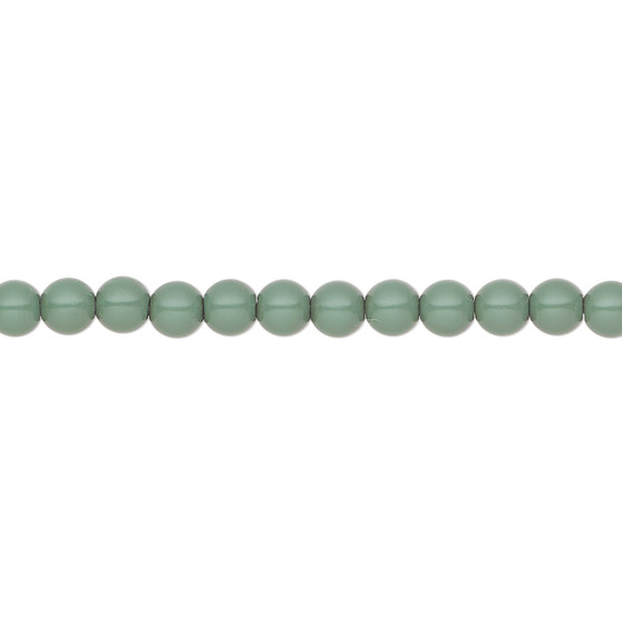 Pearl, Preciosa Czech crystal, sage green, 4mm round. Sold per pkg of 50.