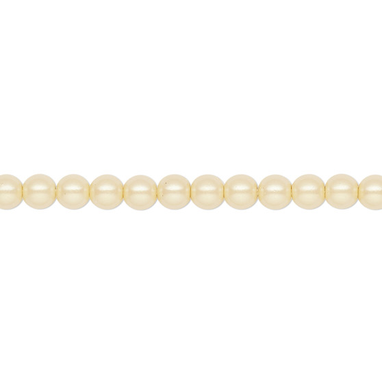 Pearl, Preciosa Czech crystal, pearlescent yellow, 4mm round. Sold per pkg of 50.