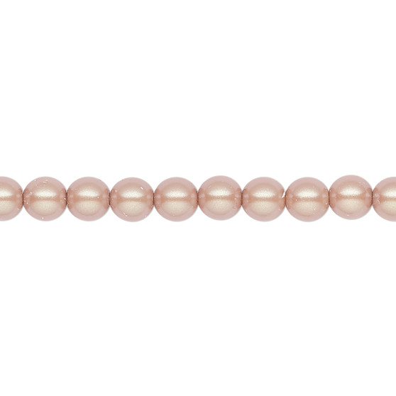 Pearl, Preciosa Czech crystal, pearlescent pink, 5mm round. Sold per pkg of 50.