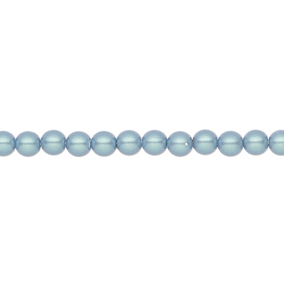 Pearl, Preciosa Czech crystal, pearlescent blue, 4mm round. Sold per pkg of 50.