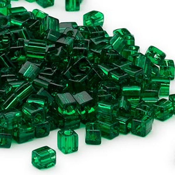 SB4-146 - Miyuki - 4mm - Transparent Medium Green - 250gms - 4mm Square Glass Bead