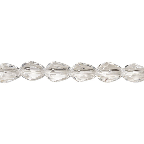 Bead, Celestial Crystal®, 66-facet, transparent clear, 8x6mm faceted teardrop. Sold per 15-1/2" to 16" strand.