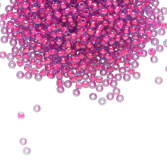 TR-11-980 - 11/0 - TOHO BEADS® - Translucent Neon Pink Lined Luminous Light Sapphire - 50gms - Glass Round Seed Beads