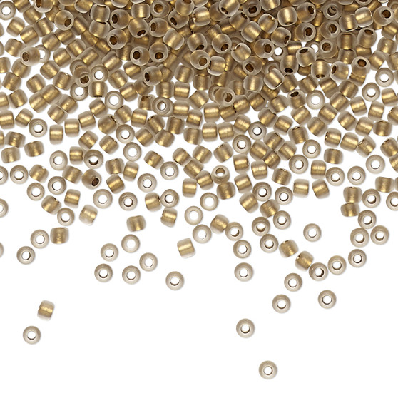 TR-11-989F - 11/0 - TOHO BEADS® - Opaque Gold Lined Frosted Crystal - 50gms - Glass Round Seed Beads