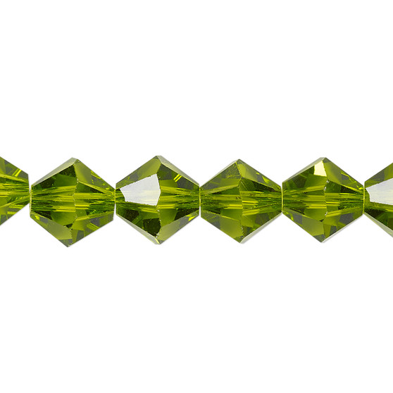 10mm - Celestial Crystal® - Peridot Green - 8" Strand - Faceted Bicone Crystal