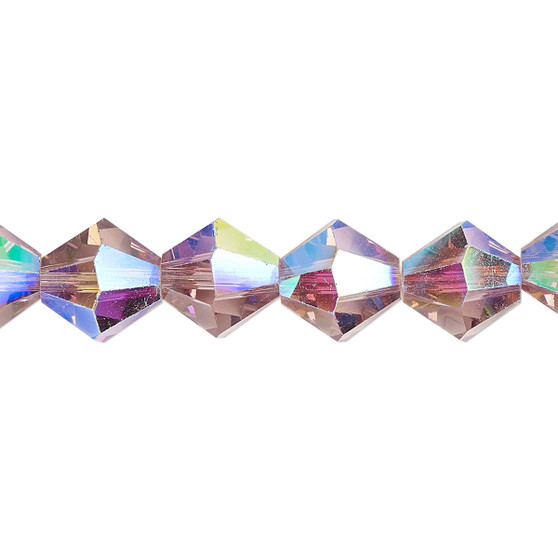 10mm - Celestial Crystal® - Transparent Medium Purple AB - 8" Strand - Faceted Bicone Crystal