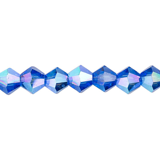 8mm - Celestial Crystal® - Transparent Medium Blue AB - 15.5" Strand - Faceted Bicone Crystal