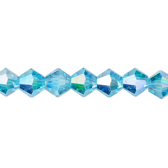 8mm - Celestial Crystal® - Transparent Turquoise Blue AB - 15.5" Strand - Faceted Bicone Crystal