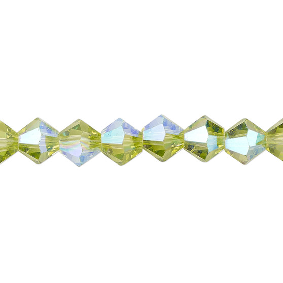 8mm - Celestial Crystal® - Transparent Peridot Green  AB - 15.5" Strand - Faceted Bicone Crystal