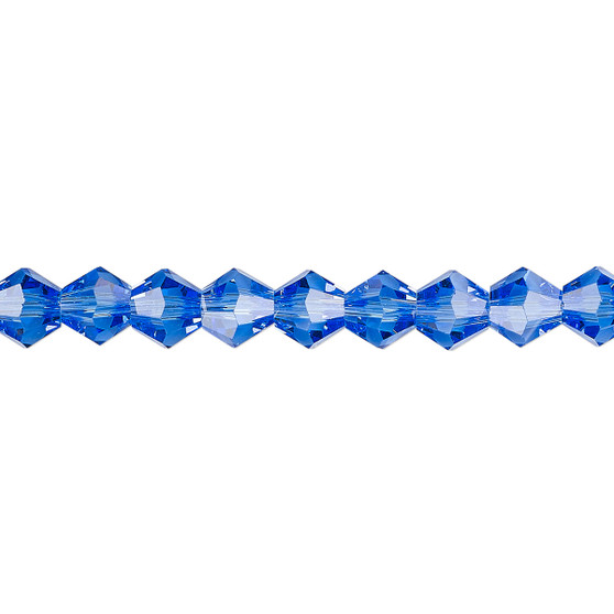 6mm - Celestial Crystal® - Transparent Medium Blue - 15.5" Strand - Faceted Bicone Crystal