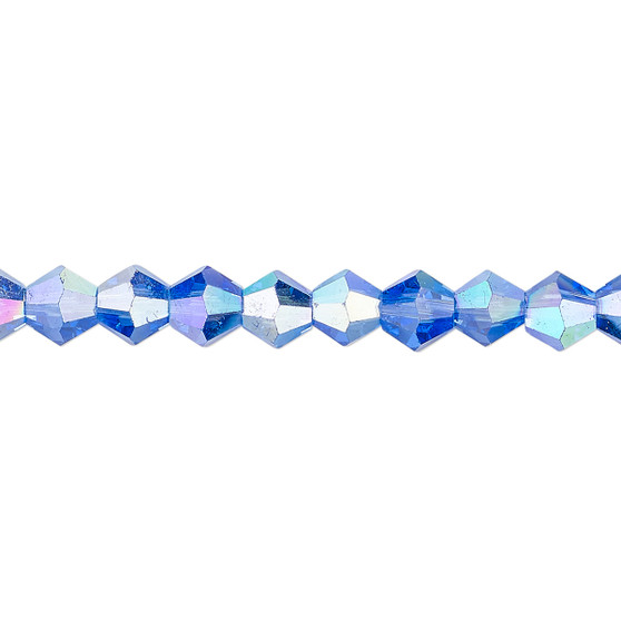 6mm - Celestial Crystal® - Transparent Medium Blue AB - 15.5" Strand - Faceted Bicone Crystal