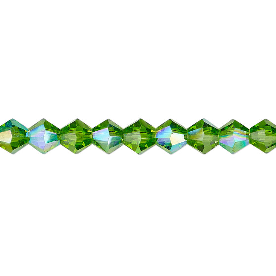 6mm - Celestial Crystal® - Transparent Green AB - 15.5" Strand - Faceted Bicone Crystal