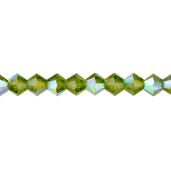 6mm - Celestial Crystal® - Transparent Peridot AB - 15.5" Strand - Faceted Bicone Crystal
