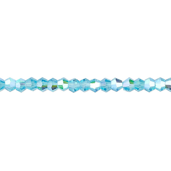 4mm - Celestial Crystal® - Transparent Turquoise Blue AB - 15.5" Strand - Faceted Bicone Crystal