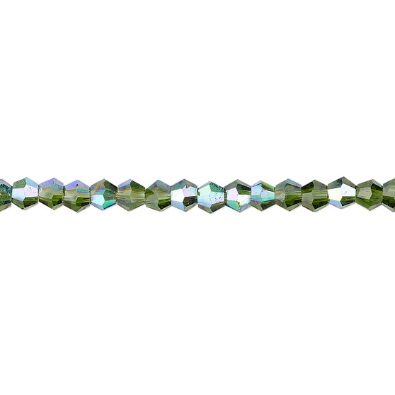 4mm - Celestial Crystal® - Transparent Emerald Green AB - 15.5" Strand - Faceted Bicone Crystal