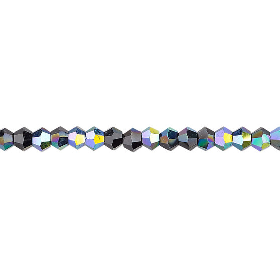 4mm - Celestial Crystal® - Opaque Black AB - 15.5" Strand - Faceted Bicone Crystal