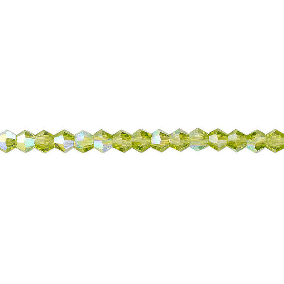 4mm - Celestial Crystal® - Transparent Peridot Green AB - 15.5" Strand - Faceted Bicone Crystal