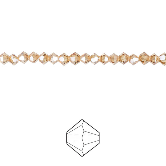 3mm - Celestial Crystal® - Translucent Crystal Golden Shadow - 144 Pack - Faceted Bicone Crystal