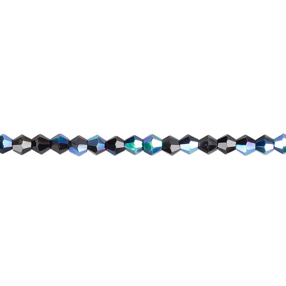 3mm - Celestial Crystal® - Opaque Black AB - 15.5" Strand - Faceted Bicone Crystal