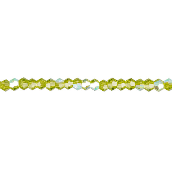 3mm - Celestial Crystal® - Translucent Peridot Green AB - 15.5" Strand - Faceted Bicone Crystal