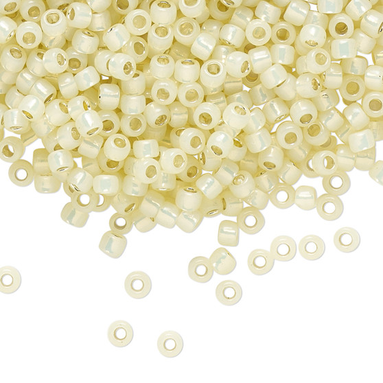 TR-08-2125 - 8/0 - TOHO BEADS® - Transparent Silver Lined Milky Light Jonquil - 7.5gm Vial - Glass Round Seed Beads