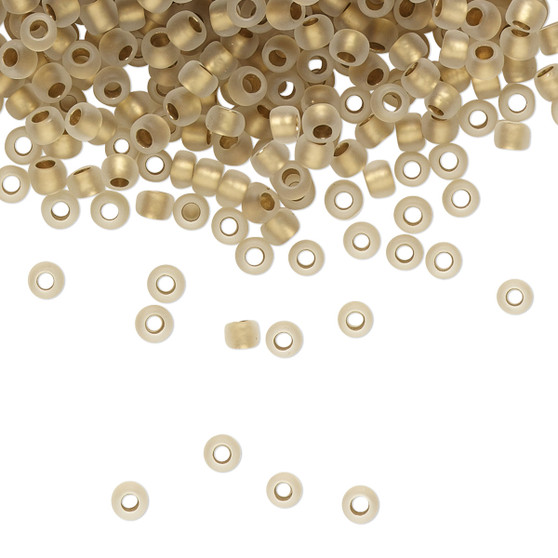 TR-08-989F - 8/0 - TOHO BEADS® - Translucent Gold Lined Frosted Clear - 7.5gm Vial - Glass Round Seed Beads