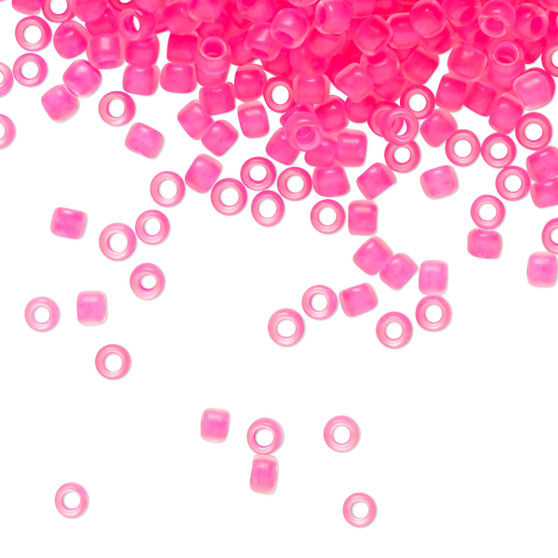 TR-08-971 - 8/0 - TOHO BEADS® - Opaque Matte Neon Pink Lined Crystal Clear - 50gms - Glass Round Seed Beads