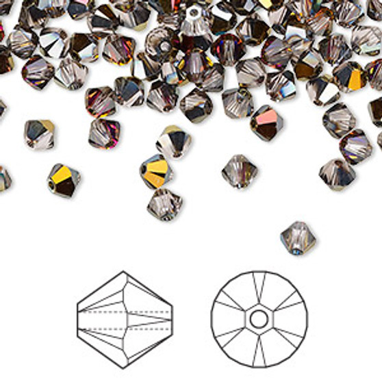 Bead, Crystal Passions®, Rosaline Volcano, 4mm bicone (5328). Sold per pkg of 48.