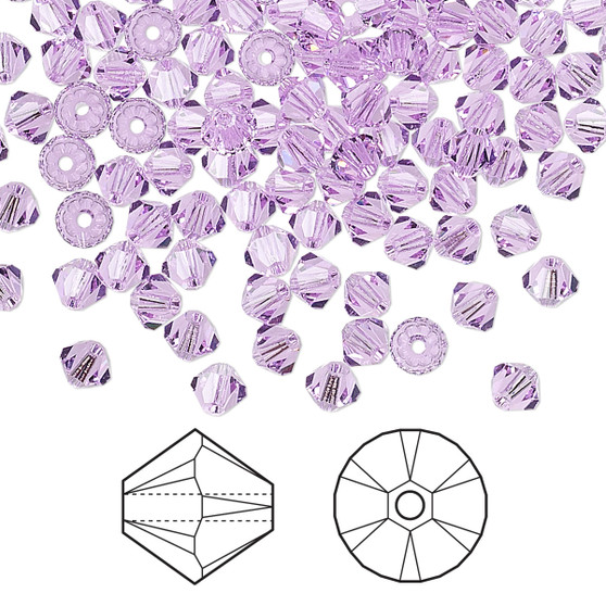 Bead, Crystal Passions®, Violet, 4mm bicone (5328). Sold per pkg of 144.