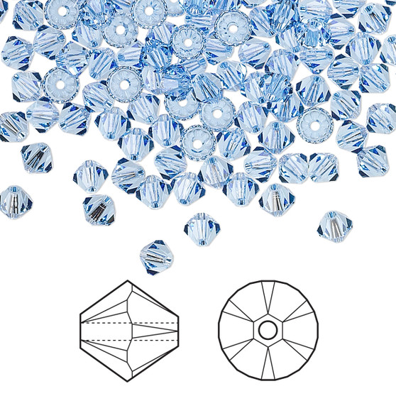 Bead, Crystal Passions®, Light Sapphire, 4mm bicone (5328). Sold per pkg of 144.