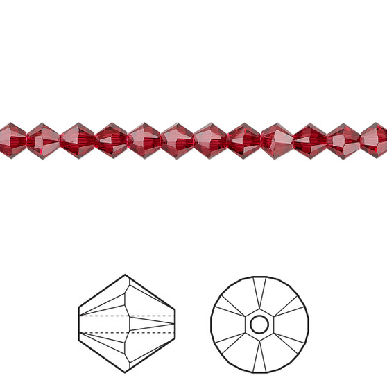 Bead, Crystal Passions®, Scarlet, 4mm bicone (5328). Sold per pkg of 144.