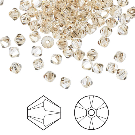 Bead, Crystal Passions®, Crystal Golden Shadow, 4mm bicone (5328). Sold per pkg of 144.